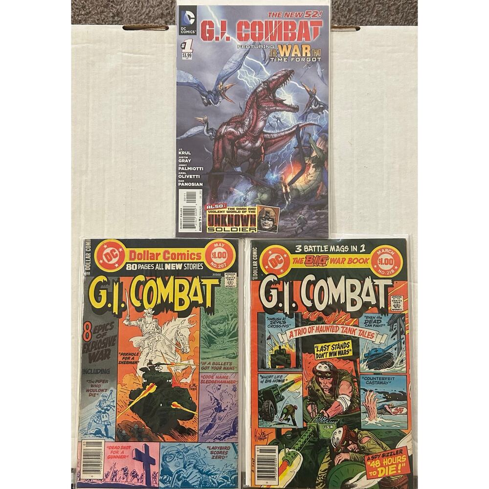 G.I. Combat 1st Series #207, 218, 2nd Series #1(1977-2012 DC) Lot of 3